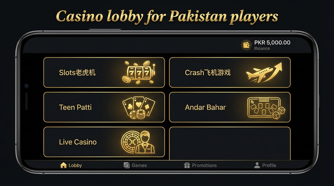 Lobby view of spinwin for Pakistan users